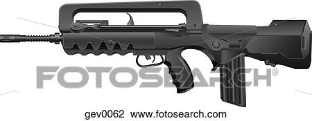 FAMAS-f1 assault rifle View Large Illustration Drawing - FAMAS-f1 assault rifle. Fotosearch