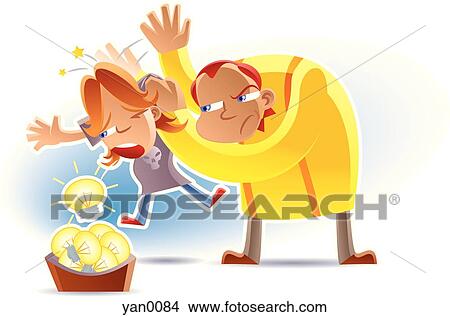 Stock Illustration - dad scolding child. Fotosearch