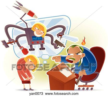 demanding boss yelling at his employee View Large Illustration Drawing - demanding boss yelling at his employee. Fotosearch