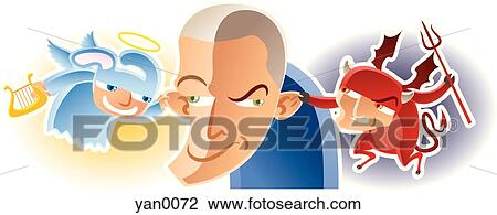 Drawing - good vs. evil. Fotosearch