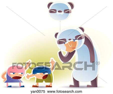 Stock Illustration - kids fighting over balloon. Fotosearch