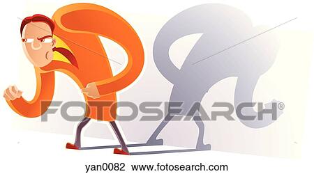 Drawing - man and shadow. Fotosearch
