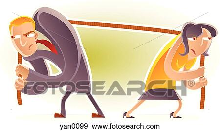 Stock Illustration - man and woman going in different directions. Fotosearch