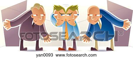 Drawing - man who can't decide who to listen to. Fotosearch