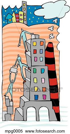 Stock Illustration - People building a hi-rise. Fotosearch