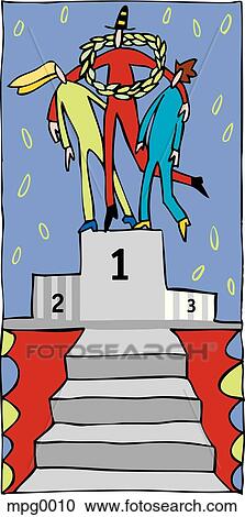 Three people accepting a first place award View Large Illustration Clipart - Three people accepting a first place award. Fotosearch