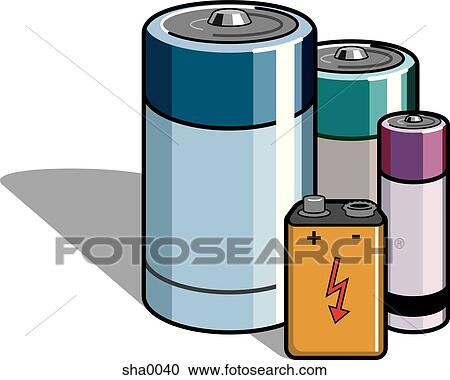 Batteries View Large Illustration Clipart - Batteries. Fotosearch