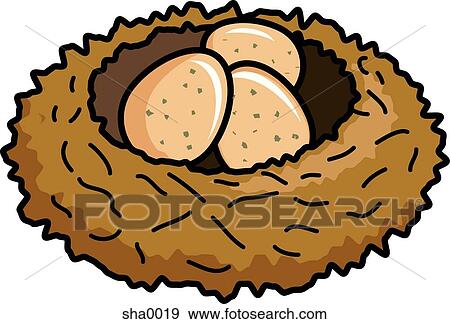 Birds nest with eggs View Large Illustration Stock Illustration - Birds nest with eggs. Fotosearch
