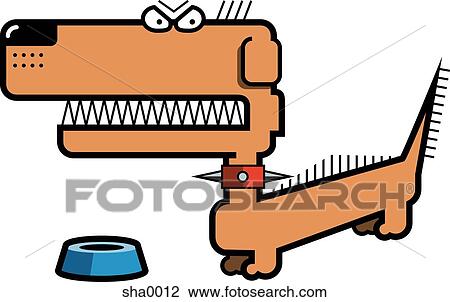 Growling dog at his dish View Large Illustration Drawing - Growling dog at his dish. Fotosearch