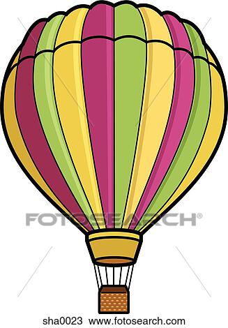 Hot Air Balloon View Large Illustration Drawing - Hot Air Balloon. Fotosearch