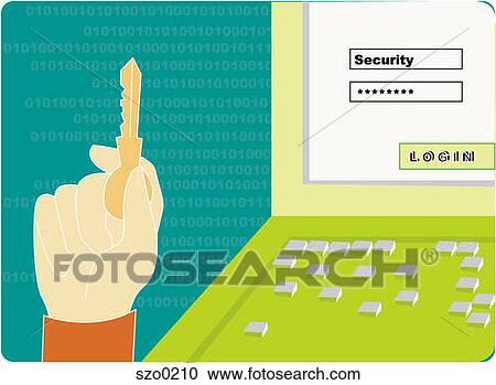 Key to internet security View Large Illustration Clipart - Key to internet security. Fotosearch