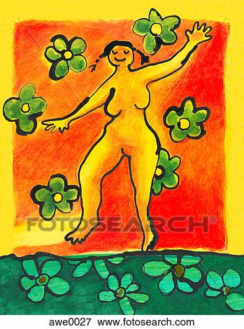 Stock Illustration - dancing in flowers. Fotosearch