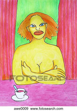Stock Illustration - woman having coffee. Fotosearch