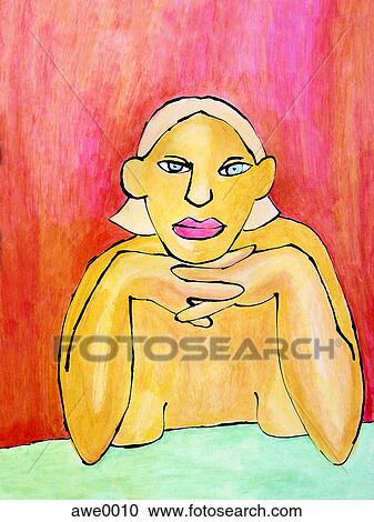 woman resting her head on her hands View Large Illustration Clipart - woman resting her head on her hands. Fotosearch