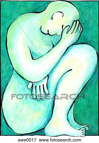 Stock Illustration - woman sitting in fetal position. Fotosearch