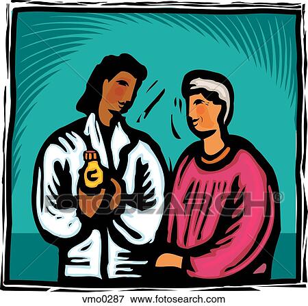 Stock Illustration - doctor discussing medication with patient. Fotosearch