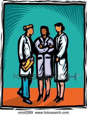 doctors and nurses talking View Large Illustration Stock Illustration - doctors and nurses talking. Fotosearch