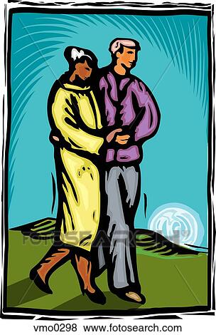 Stock Illustration - man walking with senior woman. Fotosearch