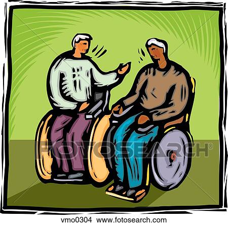 two men in wheelchairs View Large Illustration Stock Illustration - two men in wheelchairs. Fotosearch