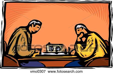 Stock Illustration - two old men playing chess. Fotosearch