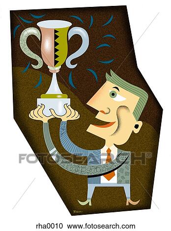 businessman holding trophy View Large Illustration Clipart - businessman holding trophy. Fotosearch