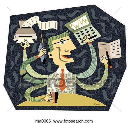 multi-tasking man View Large Illustration Stock Illustration - multi-tasking man. Fotosearch