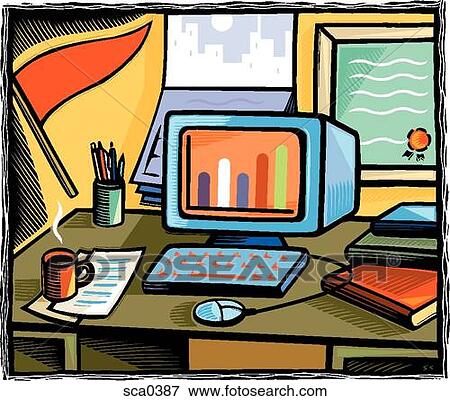 Stock Illustration - Office desktop. Fotosearch
