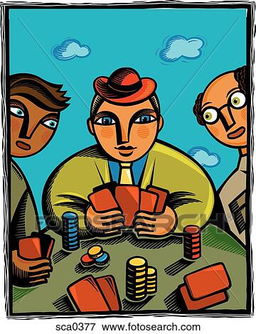 Three businessmen playing poker View Large Illustration Stock Illustration - Three businessmen playing poker. Fotosearch