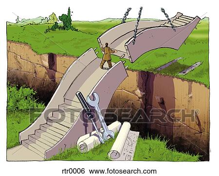 businessman making a bridge in order to cross a crevasse View Large Illustration Stock Illustration - businessman making a bridge in order to cross a crevasse. Fotosearch