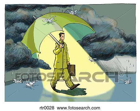businessman under a sunny umbrella View Large Illustration Stock Illustration - businessman under a sunny umbrella. Fotosearch