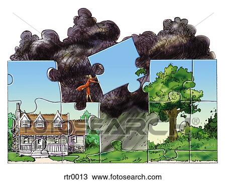 businesswoman putting together a facade View Large Illustration Drawing - businesswoman putting together a facade. Fotosearch