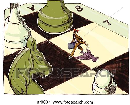 businesswoman walking across chess board View Large Illustration Stock Illustration - businesswoman walking across chess board. Fotosearch