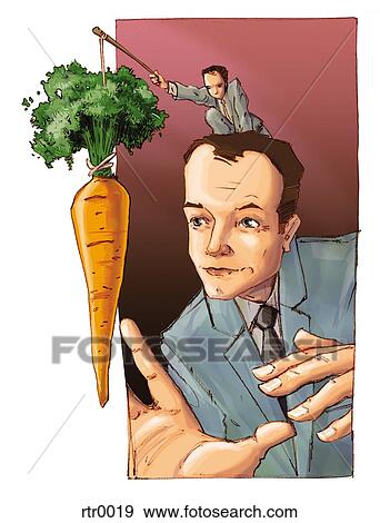 little guy dangling a carrot infront of a businessman View Large Illustration Stock Illustration - little guy dangling a carrot infront of a businessman. Fotosearch