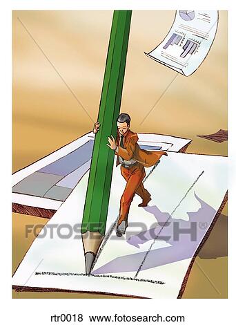 man drawing with giant pencil View Large Illustration Stock Illustration - man drawing with giant pencil. Fotosearch