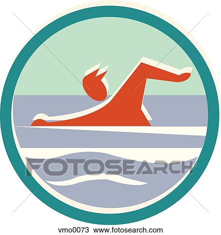 Drawing - swimming. Fotosearch