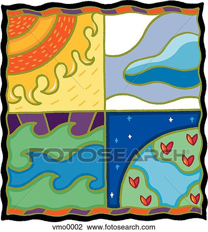 Four Elements View Large Illustration Drawing - Four Elements. Fotosearch