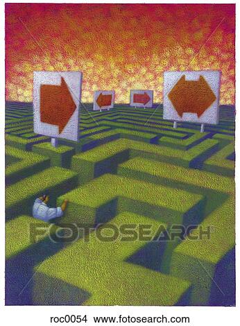 Stock Illustration - businessman in a maze. Fotosearch
