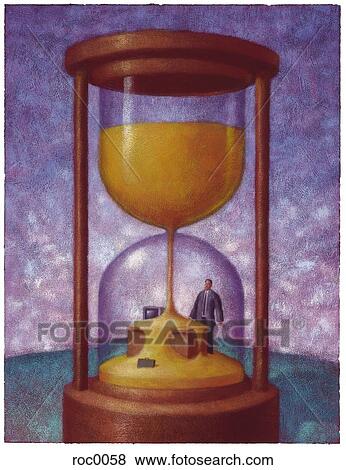 Stock Illustration - businessman in an hour glass. Fotosearch