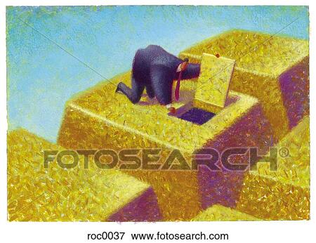 Stock Illustration - businessman looking into a key of a keyboard. Fotosearch