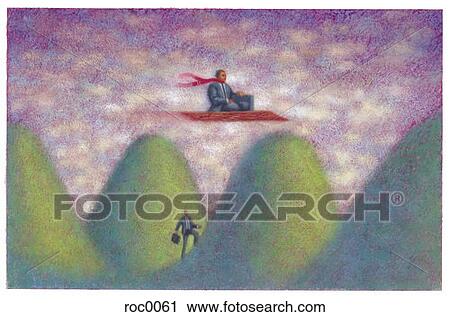businessman on a flying carpet View Large Illustration Clip Art - businessman on a flying carpet. Fotosearch