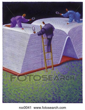 businessmen looking at giant book View Large Illustration Clip Art - businessmen looking at giant book. Fotosearch