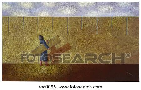 Stock Illustration - businesswoman looking at a giant ruler. Fotosearch
