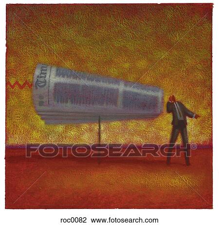 man and a newspaper megaphone View Large Illustration Drawing - man and a newspaper megaphone. Fotosearch