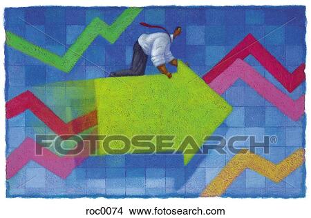 Stock Illustration - man flying on giant arrow. Fotosearch
