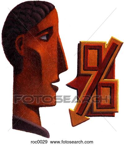 Stock Illustration - african american man with percentage sign. Fotosearch