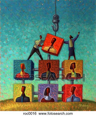 Colección de ilustraciones - empleados, en, bloques. Fotosearch