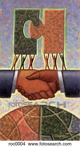 Stock Illustration - handshake with globe. Fotosearch