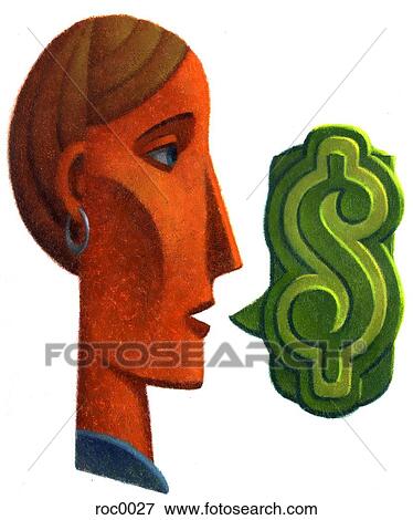 Stock Illustration - woman making money talk. Fotosearch