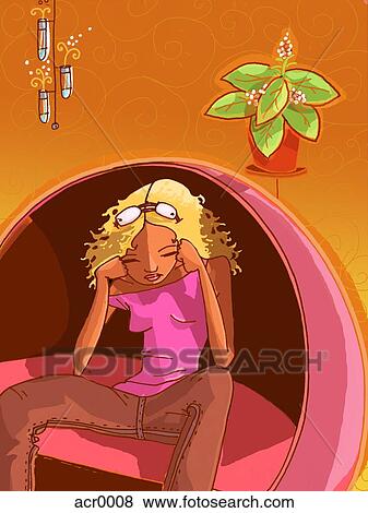 frustrated girl sitting alone View Large Illustration Stock Illustration - frustrated girl sitting alone. Fotosearch