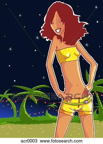 Drawing - girl in bikini. Fotosearch